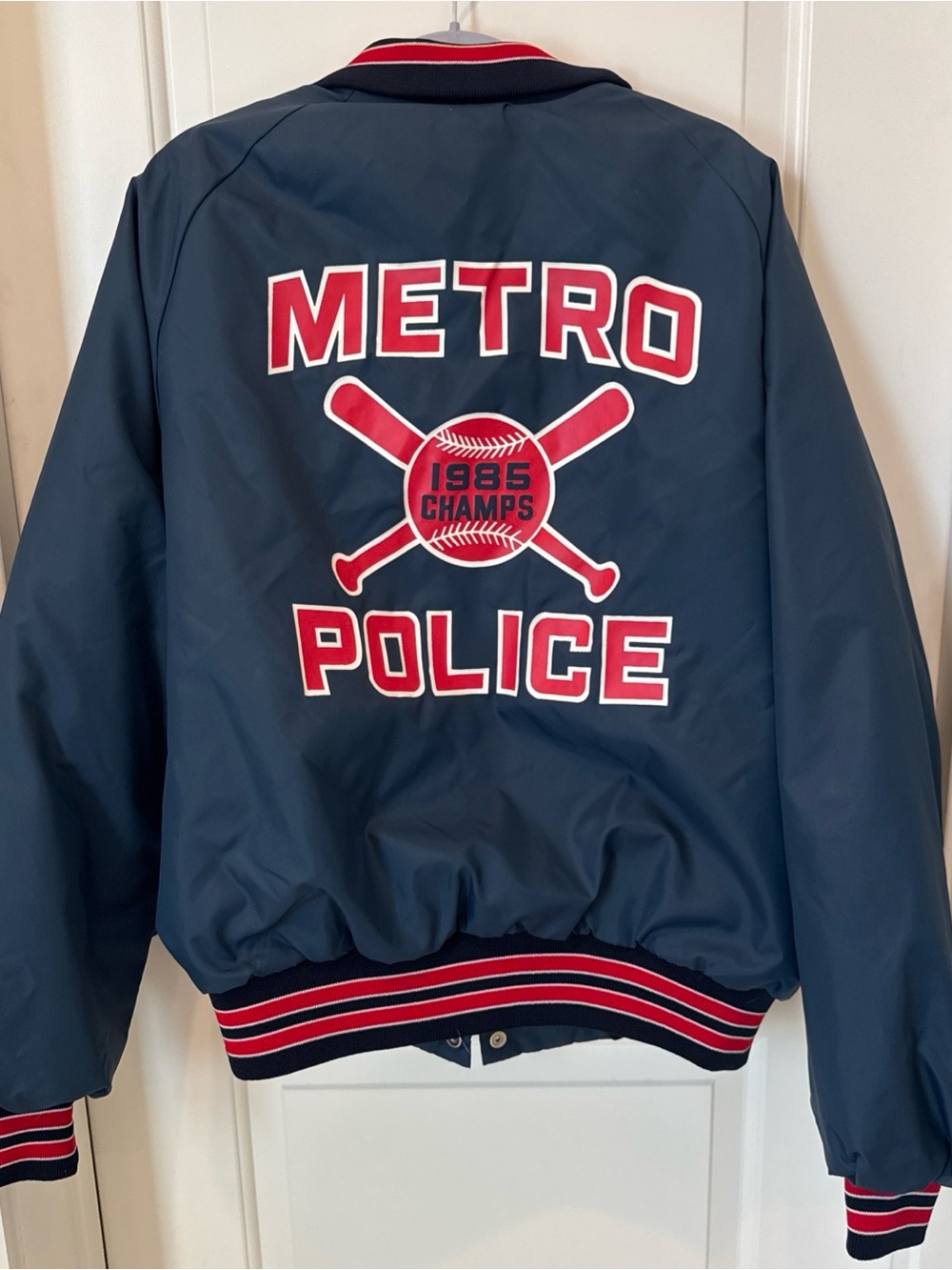 Vintage 1985 Metro Police Champs Majestic Satin Baseball Jacket USA XL